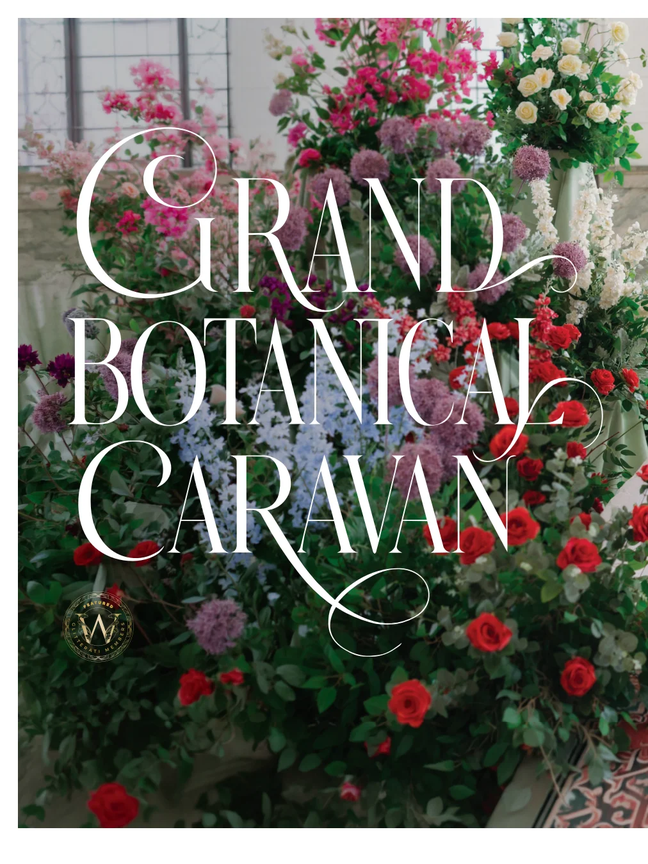 Grand Botanical Carnival editorial title page from WedLuxe Issue 36