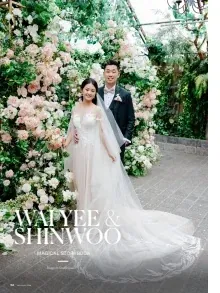 A Magical Storybook Greenhouse Wedding print opening featuring Wai Yee and Shinwoo